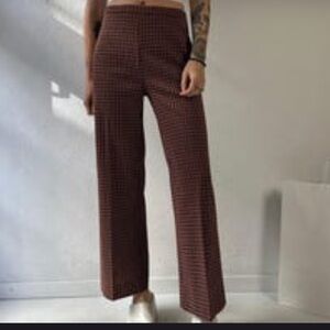 70’s Galliano Vintage Brown plaid wide leg flare pants